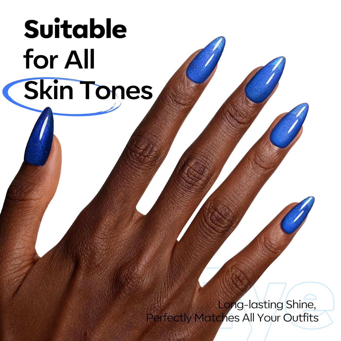 Cat Eye Gel Nail Polish - Glitter Blue Magnetic Soak Off UV Gel for Stunning Nail Art | Winter Manicure