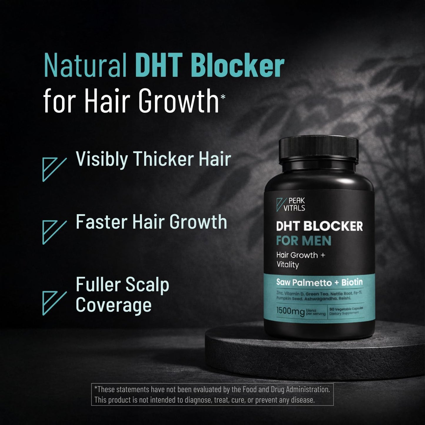 DHT Blocker for Men - Ultra Potent Hair Growth Formula with Saw Palmetto & Biotin | 90 Natural Hair Loss Supplements