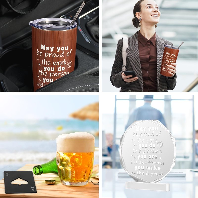 Kolewo4ever 9 Pieces Employee Appreciation Gifts for Men Christmas Gifts Thank You Gift May you Be Proud Gift for Team Coworkers Farewell Male Friend (Brown)