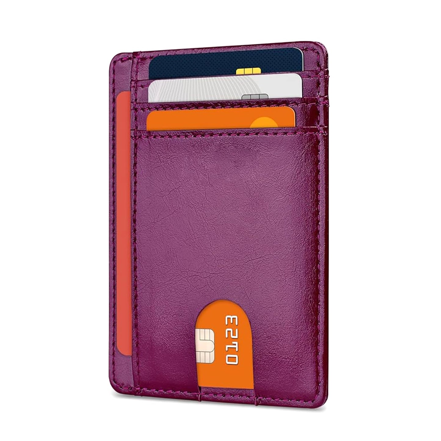 RFID Blocking Slim Leather Wallet - Front Pocket Minimalist Design for Men & Women Alaska Deep purple