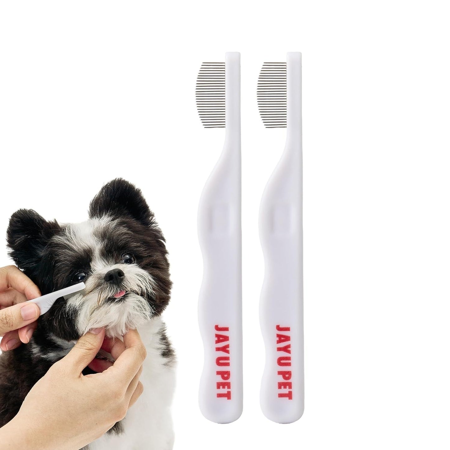 JAYU PET Facial Grooming Comb - Stress-Free Eye Gunk Remover for Dogs & Cats | Pet Facial Brush, Grooming Kit
