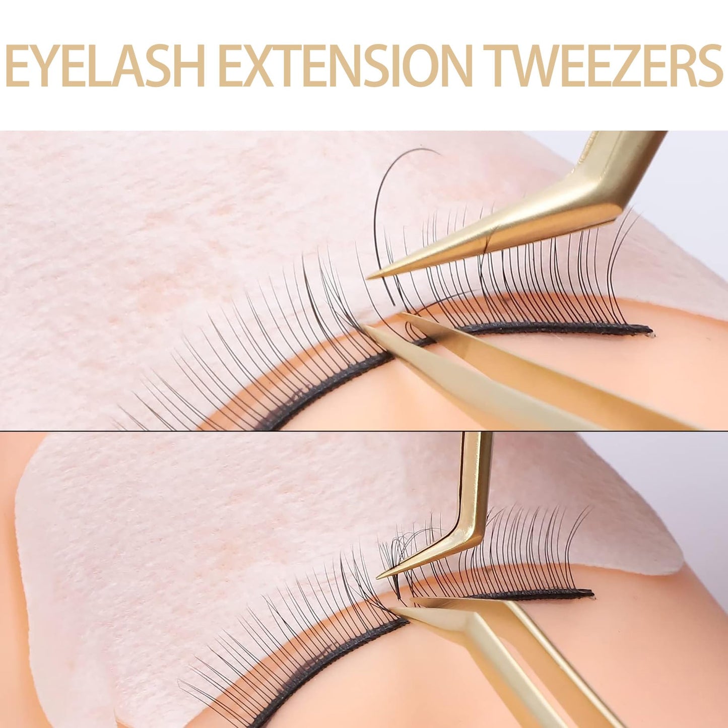 SEEDEW Tweezer Eyelash Extensions 1 PCS Stainless Steel Straight Pointy Tweezer Isolation Professional Precision Supplies False Lash Application Tools for Lash Tech, Lash Artist Beginner(Golden)
