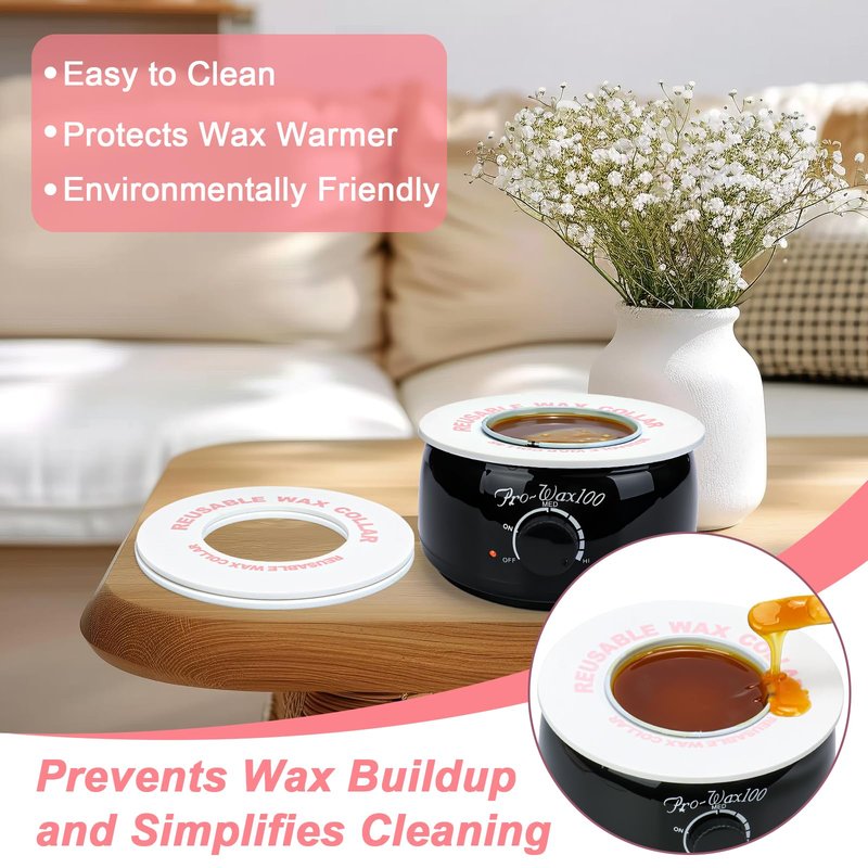 2 PCS Reusable Silicone Wax Collars Fits Most 14 Oz Wax Pot Liner Collar Clean Collars for Wax Warmer Waxing Protection Collars for Esthetician Hair Removal Women Wax Supplies(White)