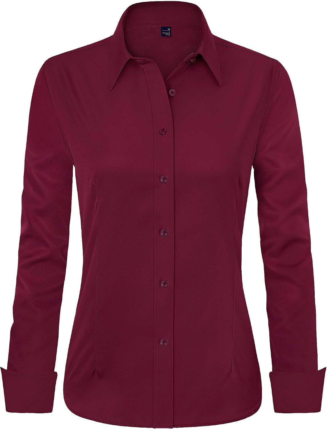 J.VER Women's Long Sleeve Dress Shirt - Wrinkle-Free Business Casual Blouse for Office Work