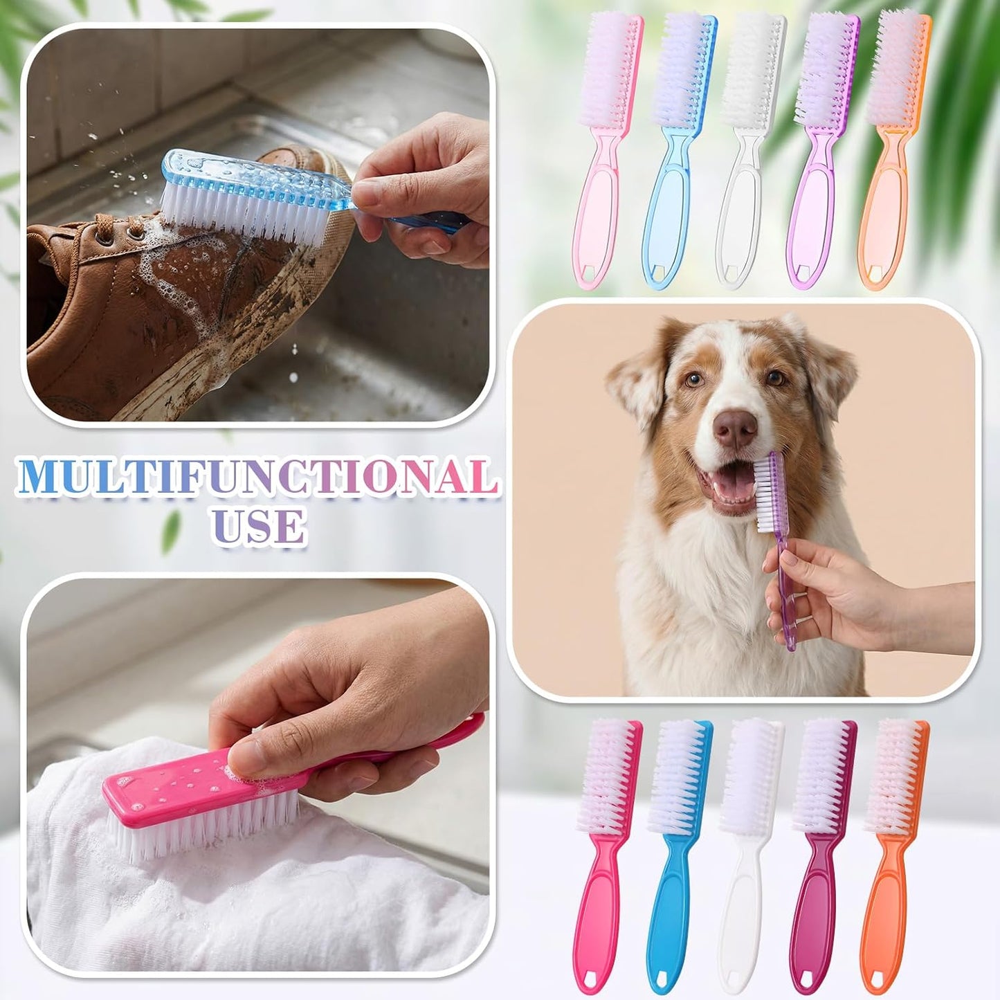 100 Pieces Handle Grip Nail Brush Set - Perfect for Cleaning Fingernails & Toes | 10 Vibrant Colors