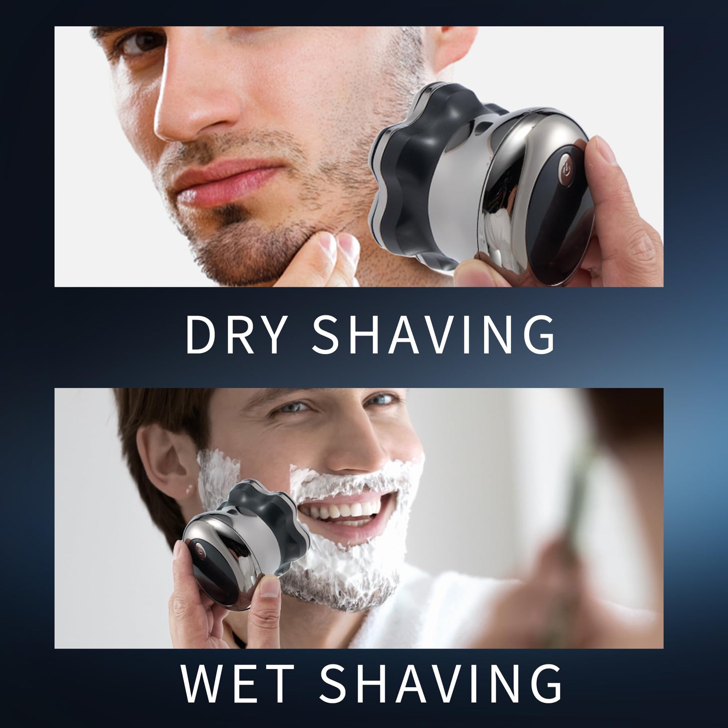 KOMINGDON Upgraded 7D Head shavers for Bald Men,Bald Head Electric Razors,Waterproof Dry Wet Rotary Shavers/Razor for Balder with an Extra agnetic Head（Blue）