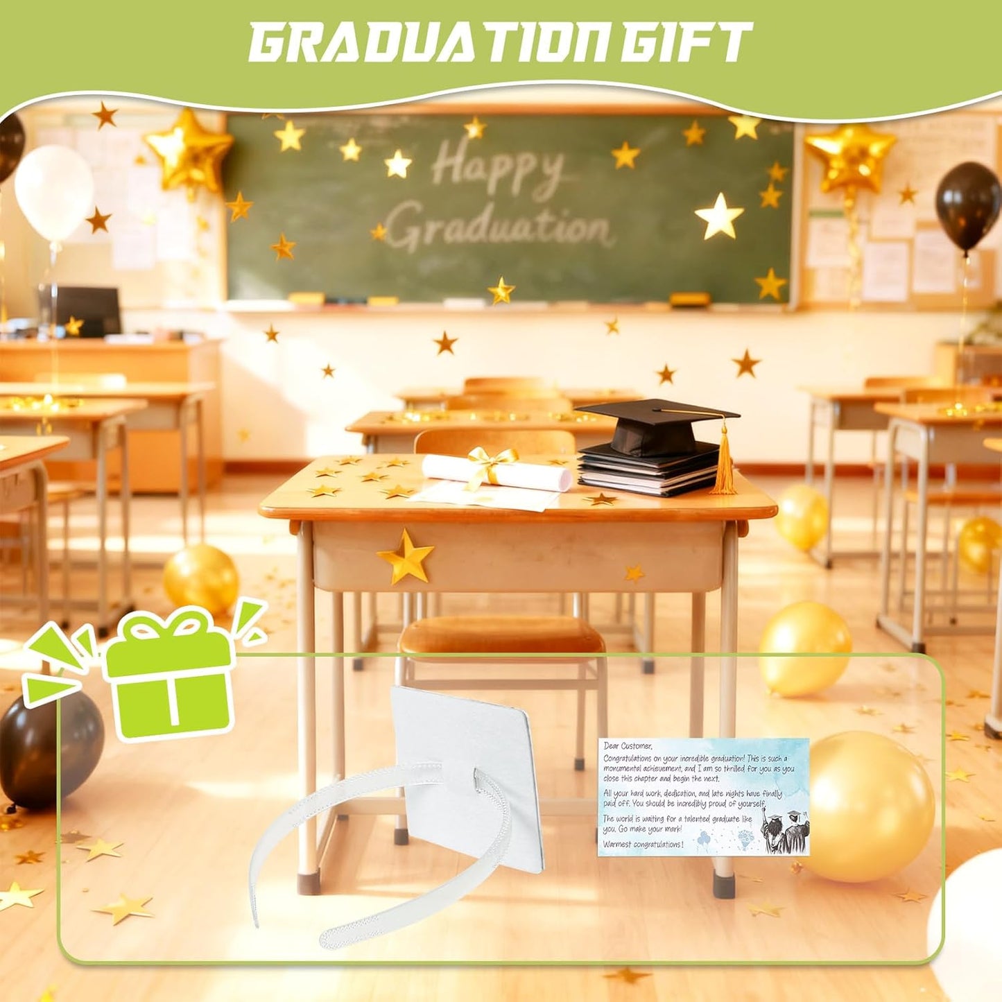 Graduation Cap Headband - Anti-Fall Hair Band for Secure Fit | Perfect Hat Accessory for Graduates