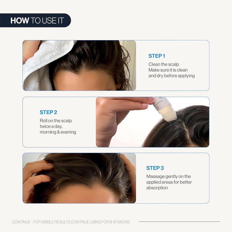 Hair Growth Serum Roll-On - 5% Saw Palmetto & 3% Rosemary Oil | Hair Regrowth for Men & Women - 25ml