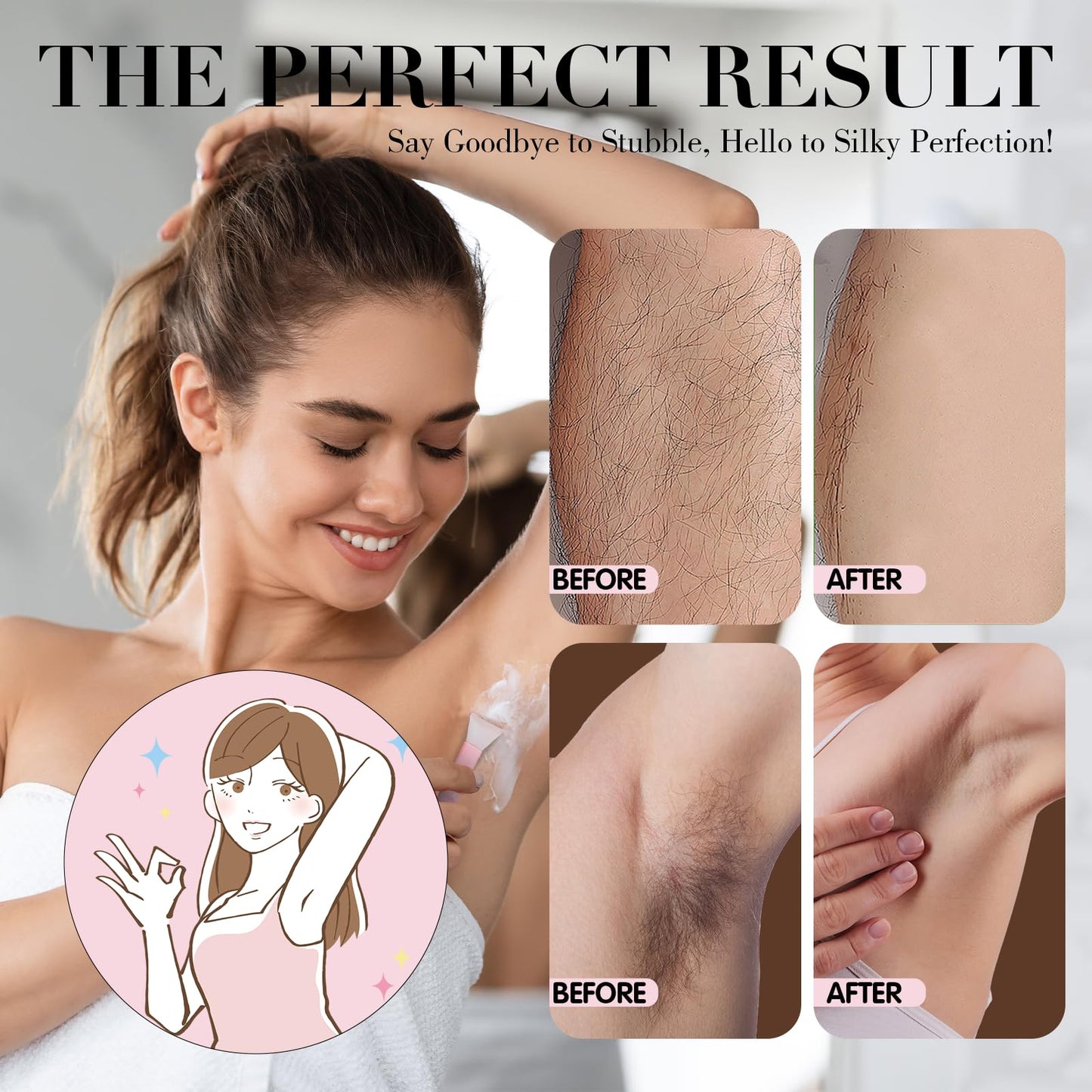 Hair Removal Cream for Legs, Arms & Underarms – Painless Depilatory Cream with Floral Vanilla Scent, Gentle Formula for Women & Men, Smooth Skin at Home in 8 Minutes