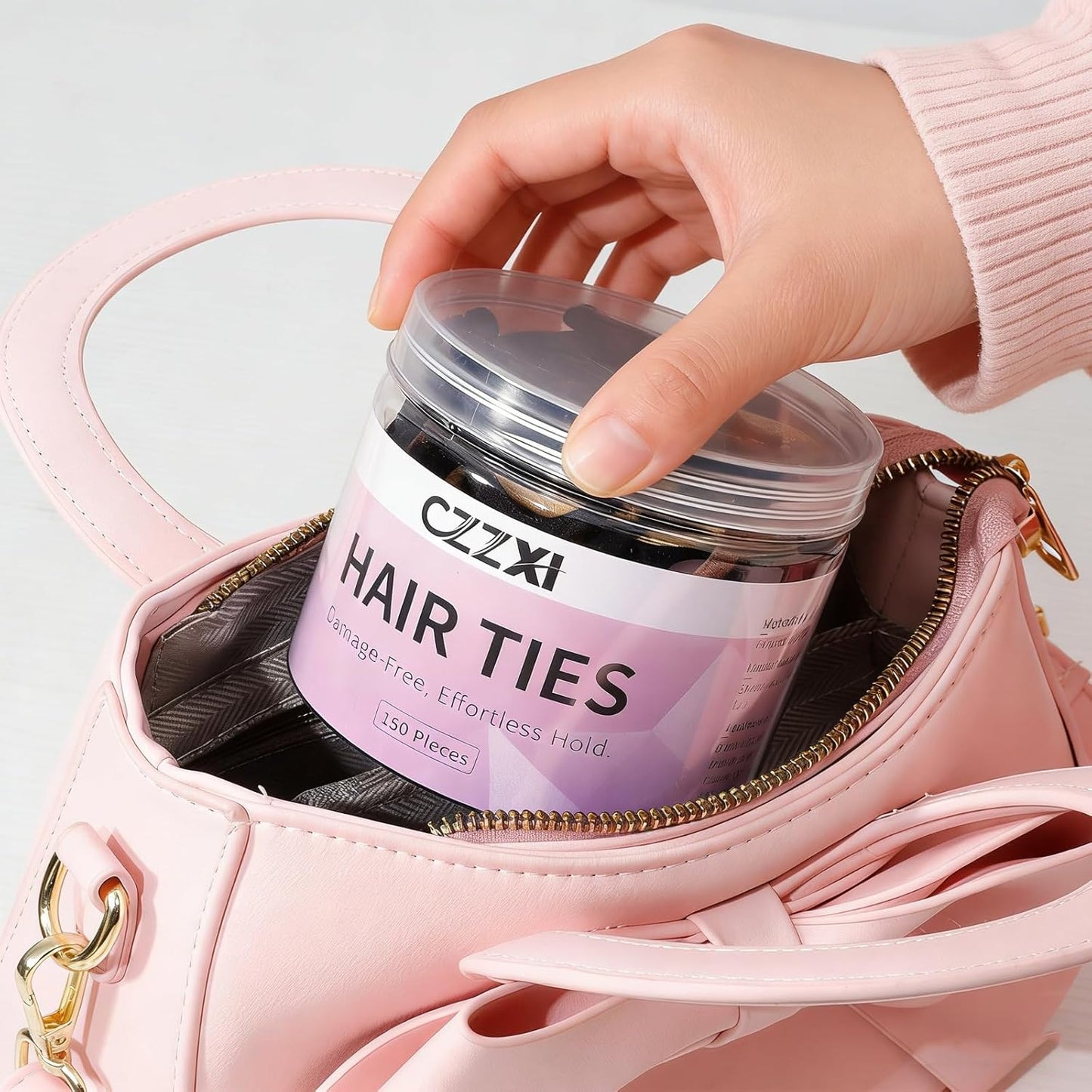 CZZXI Hair Ties - No Damage Seamless Elastic Ponytail Holders for Fine Hair | 150Ct Bulk Soft Nylon (Black)