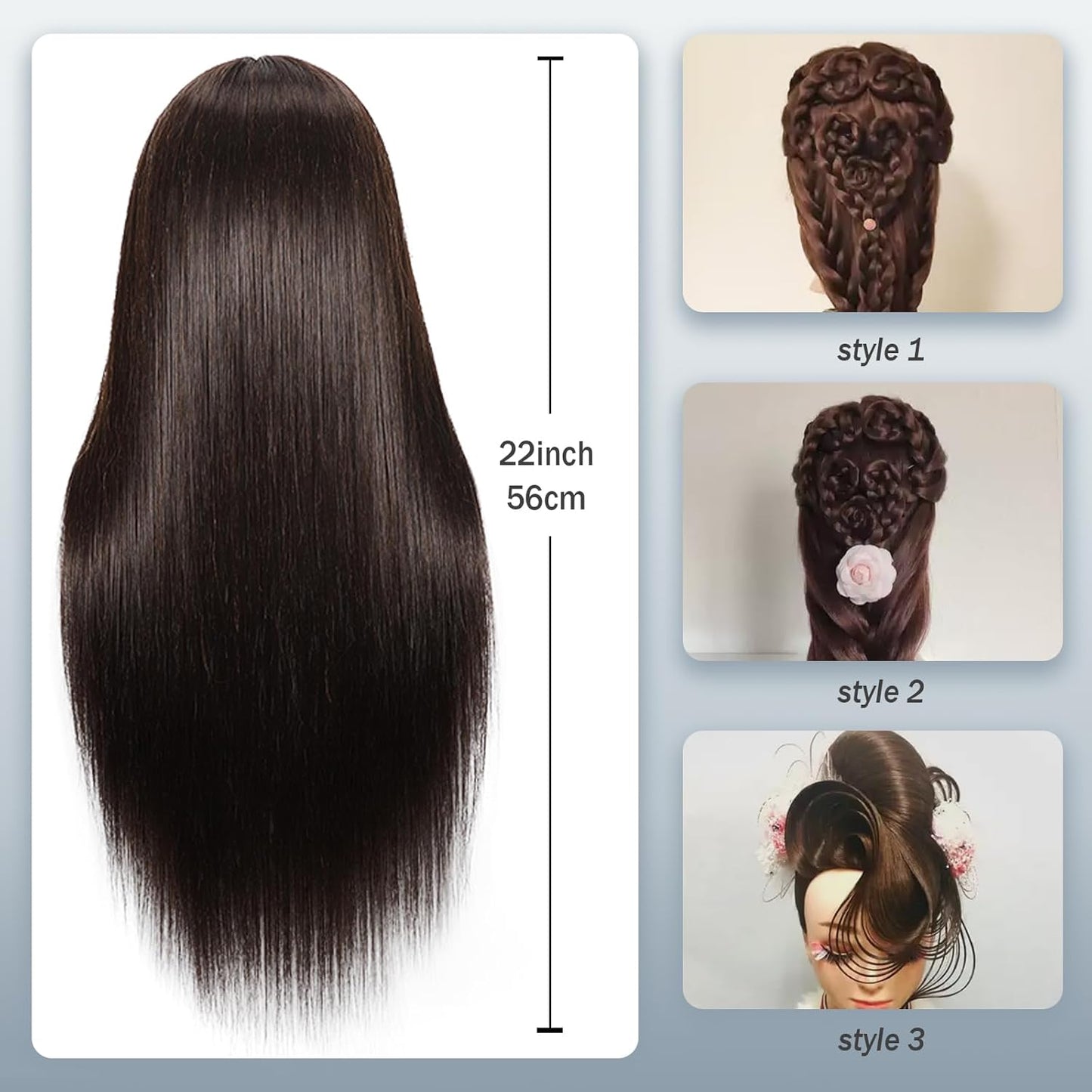 Mannequin Head - 80% Real Human Hair for Hairdresser Practice | Cutting, Braiding & Styling Tools Included