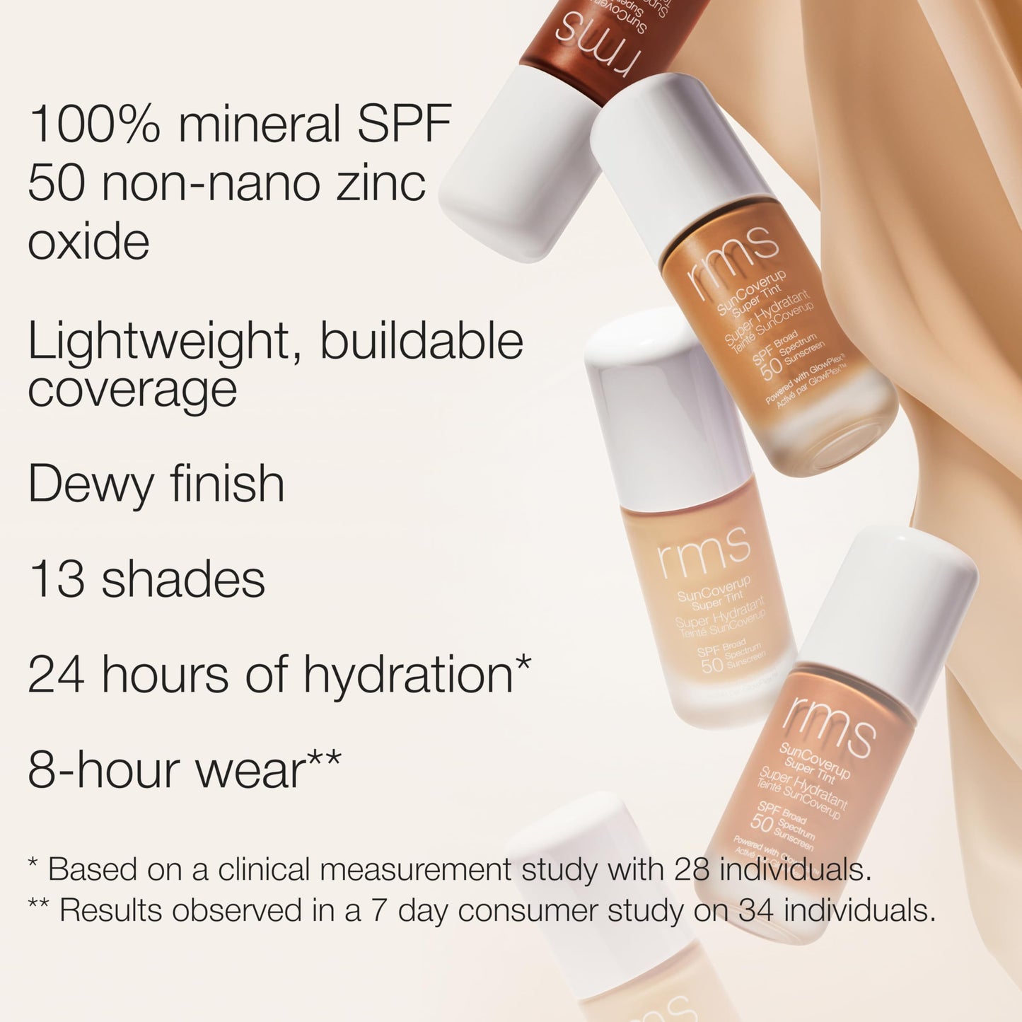 RMS Beauty SunCoverup Super Tint SPF 50 - Tinted Moisturizer for Face with Non-Nano Zinc Oxide & Niacinamide, 1 fl oz