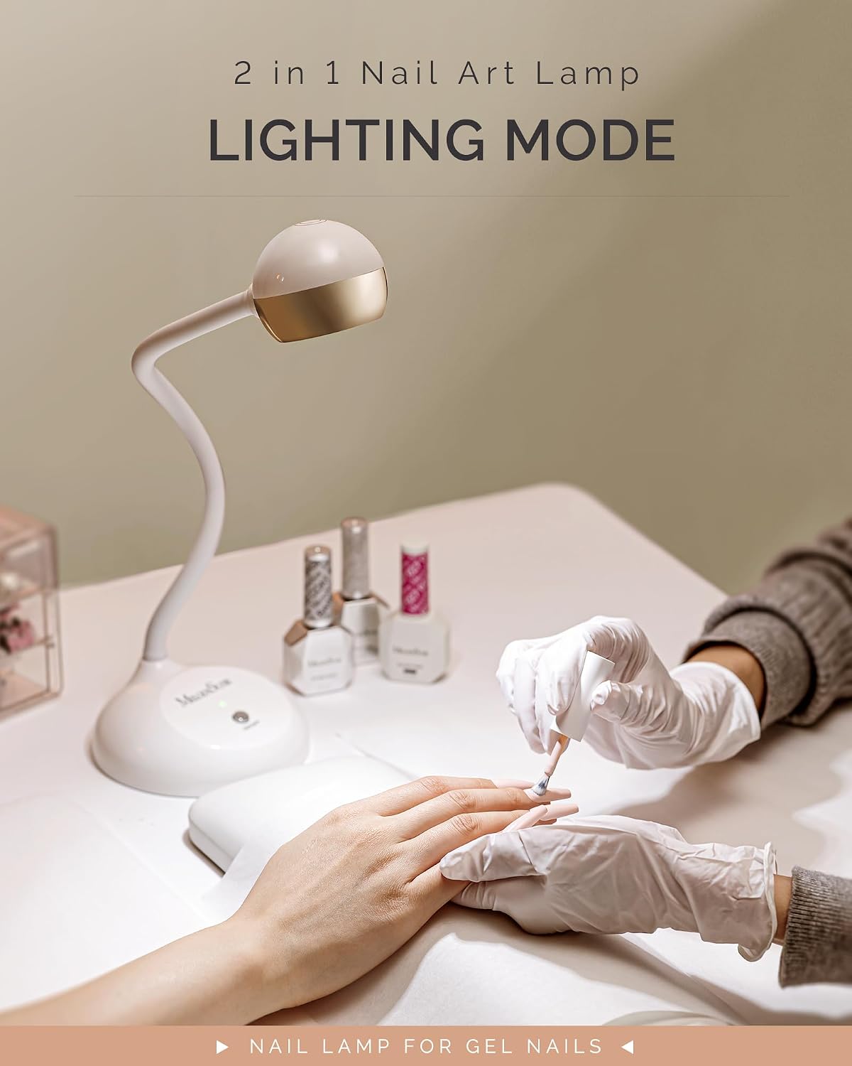 MelodySusie Gooseneck Cordless UV Nail Lamp - 2-in-1 Rechargeable Fast Curing for All Gels | Adjustable Light Angle