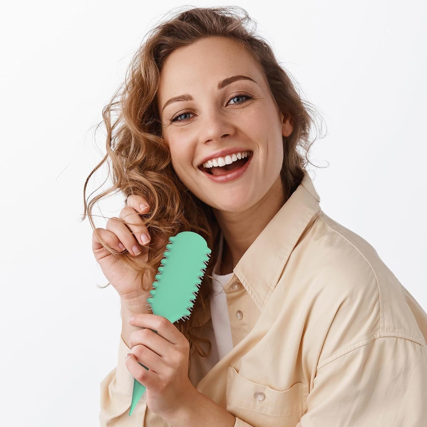 Curl Defining Brush - 9 Rows Premium Styling Hairbrush for Curly Hair | Enhances Curl Definition & Separation - Green