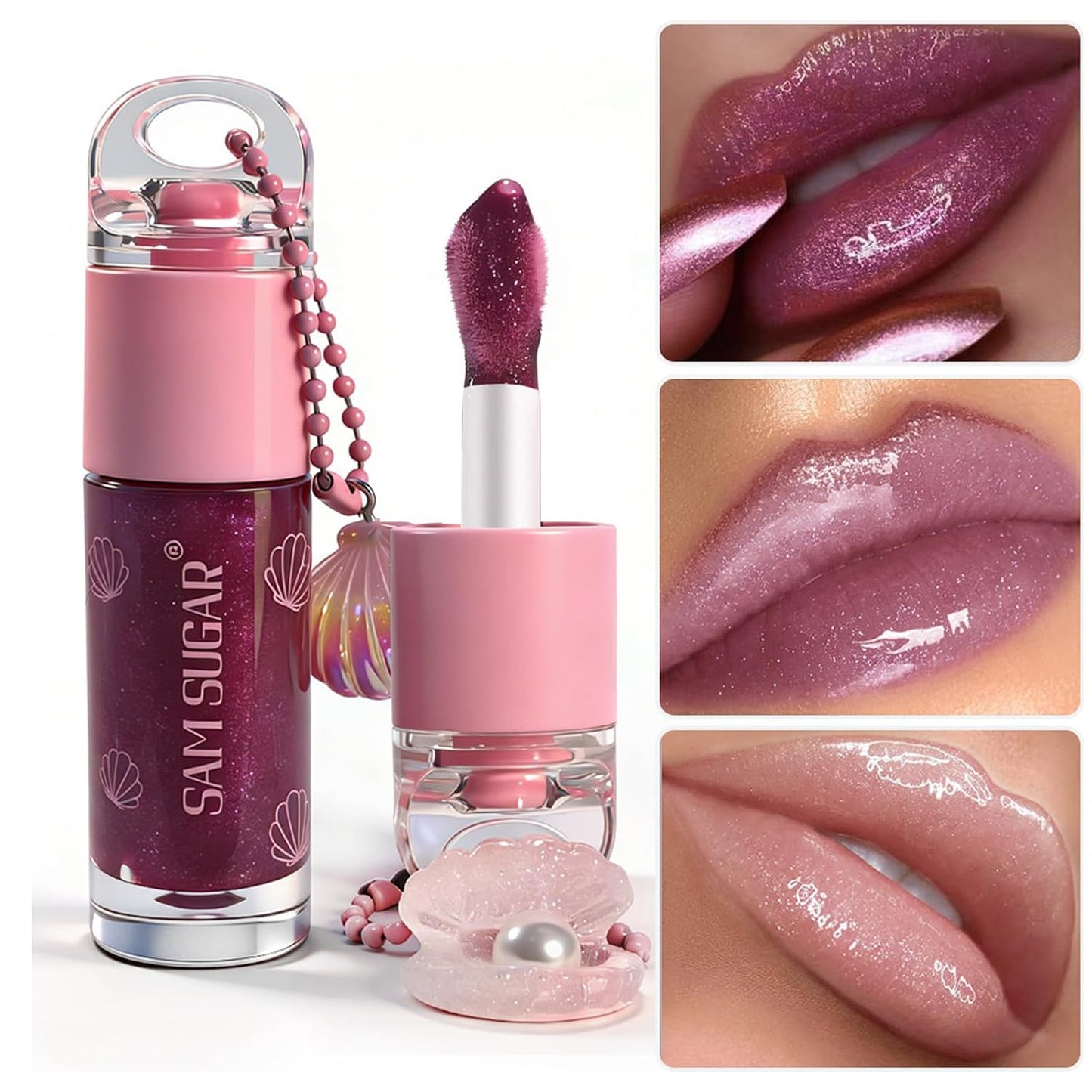 Shimmery Lip Gloss - Glitter Moisturizing Lipstick for Hydration | Non-Sticky, Vegan, 3 Colors Available