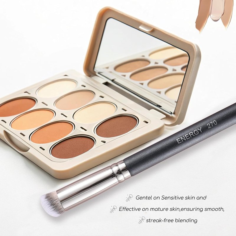 Concealer Brush - Mini Angled Flat Top Kabuki for Under Eye Blending | Pro Makeup Tool for Liquid & Cream