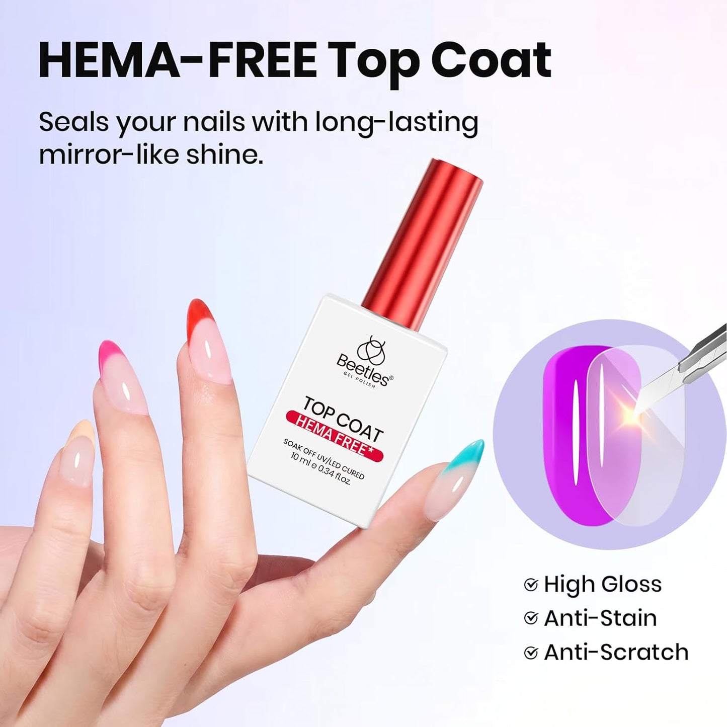 Beetles Nail Prep Dehydrator & Primer | Hema-Free Gel Base & Top Coat Kit for Sensitive Nails