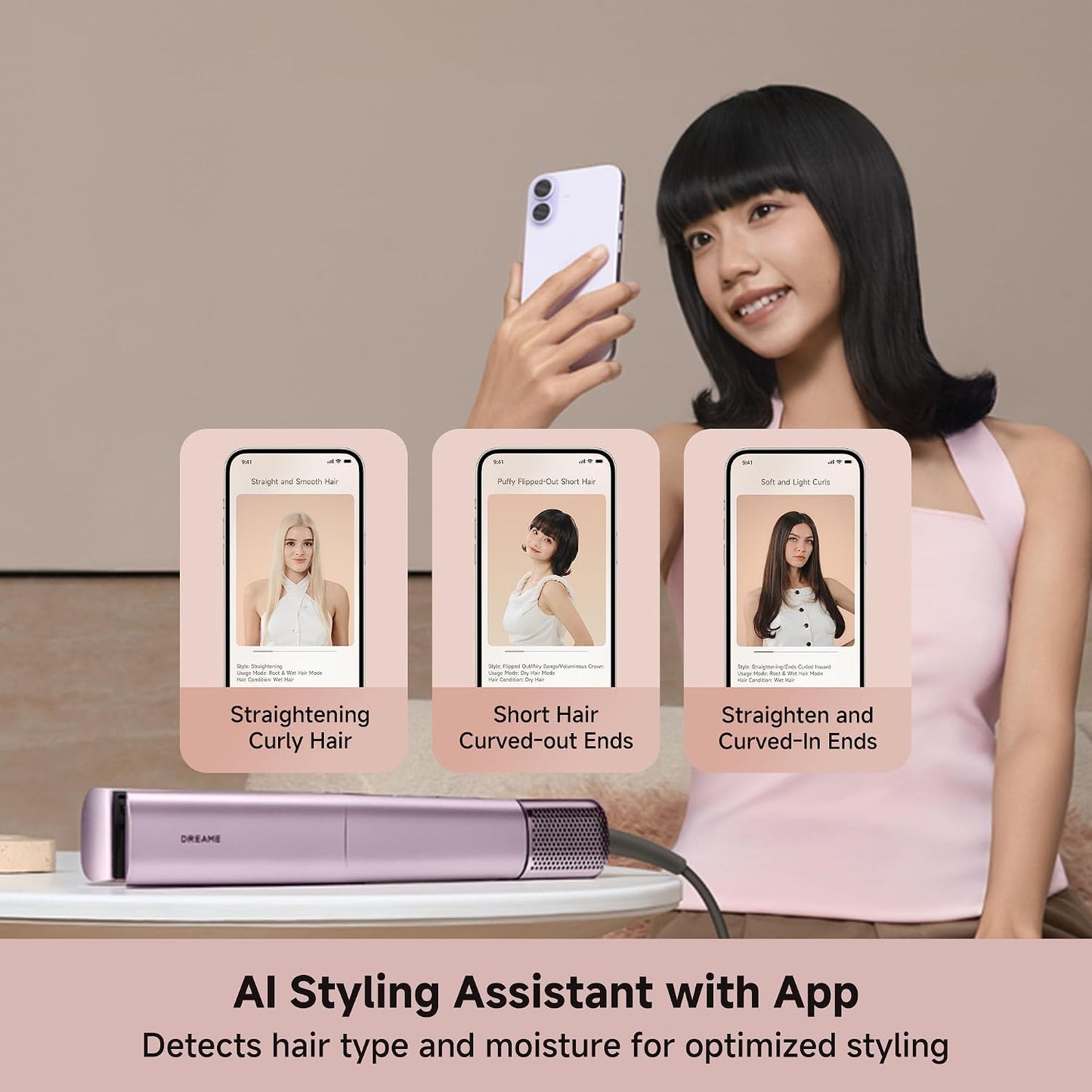 DREAME Aero Straight Pro 2-in-1 Air Straightener | AI Styling, Wet-to-Dry, 57°C Root Care, 110,000RPM Motor