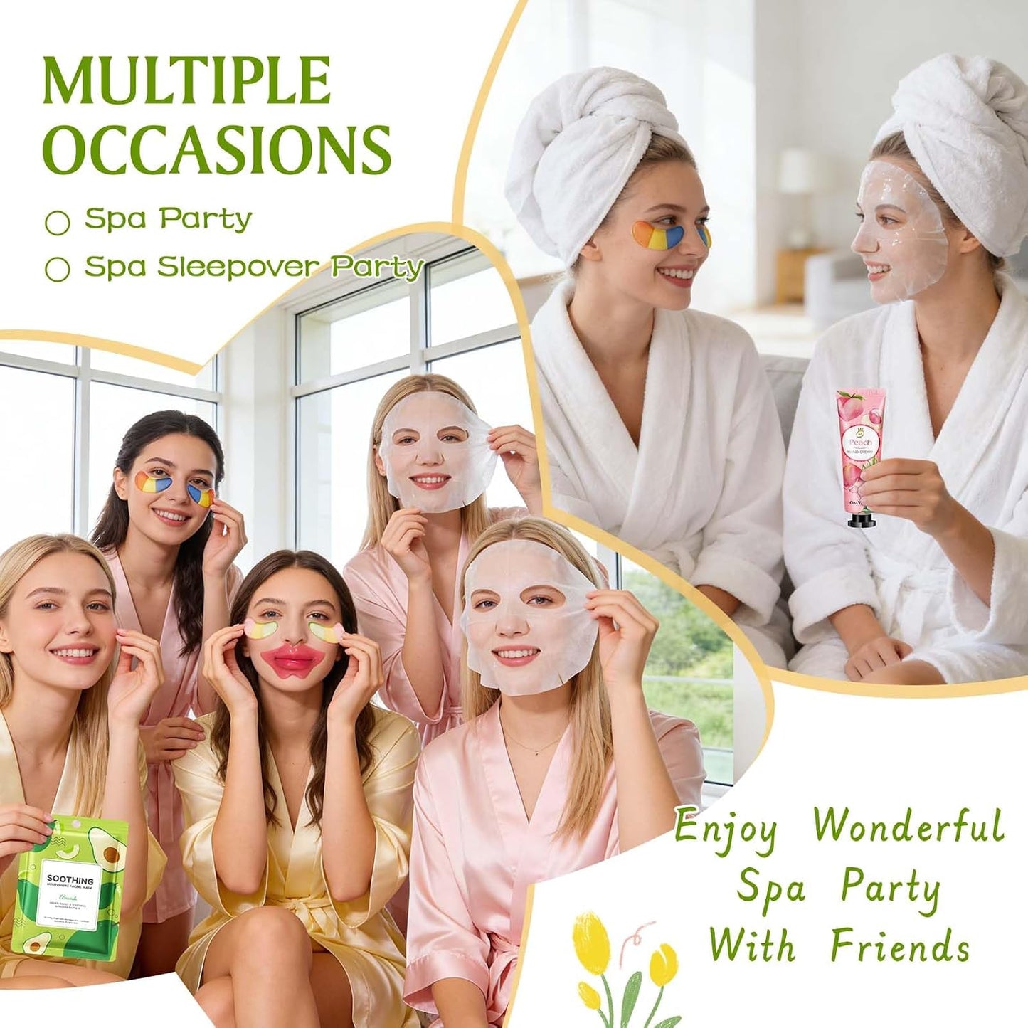 48PCS Spa Party Favors - Face Masks, Hand Cream, Hair Clips & More | Perfect Group Gifts & Thank You Presents