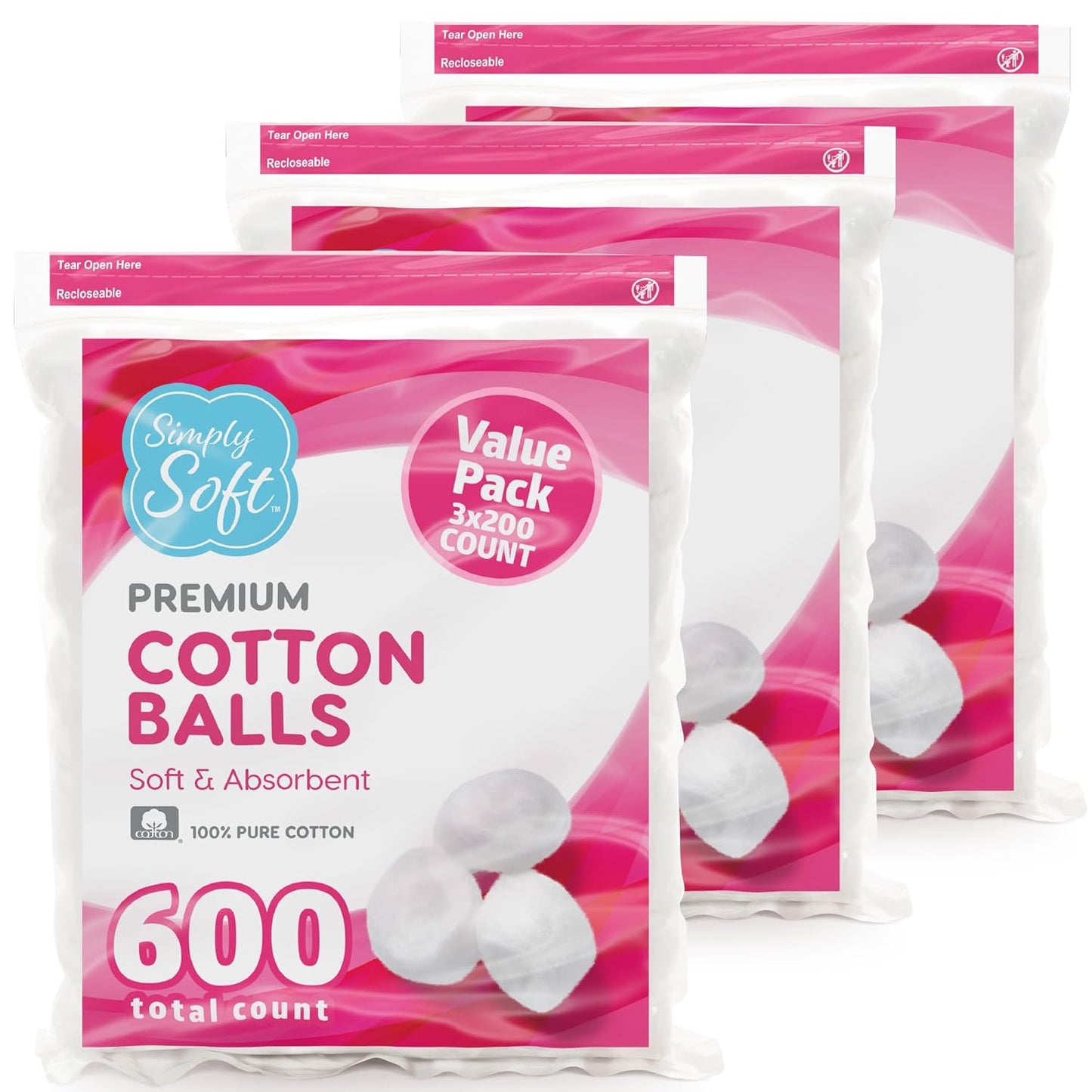 Premium Cotton Balls - 100% Pure Soft Cotton for Face & Nail Polish | 600 Count