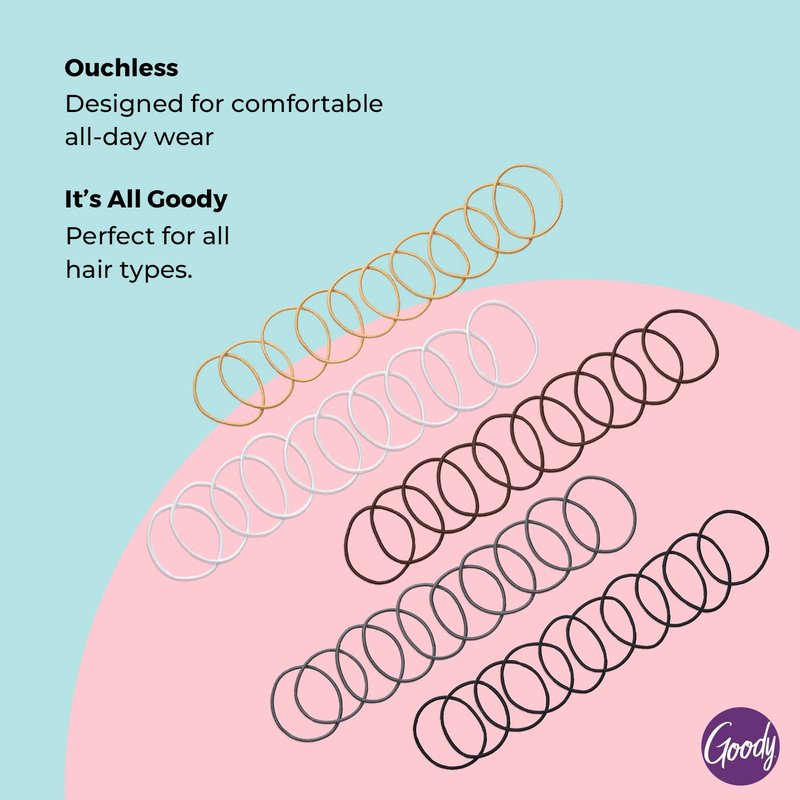 Ouchless Elastic Hair Ties - 50 Ct Assorted Neutrals | Pain-Free Rubber Bands for Long-Lasting Braids & Ponytails