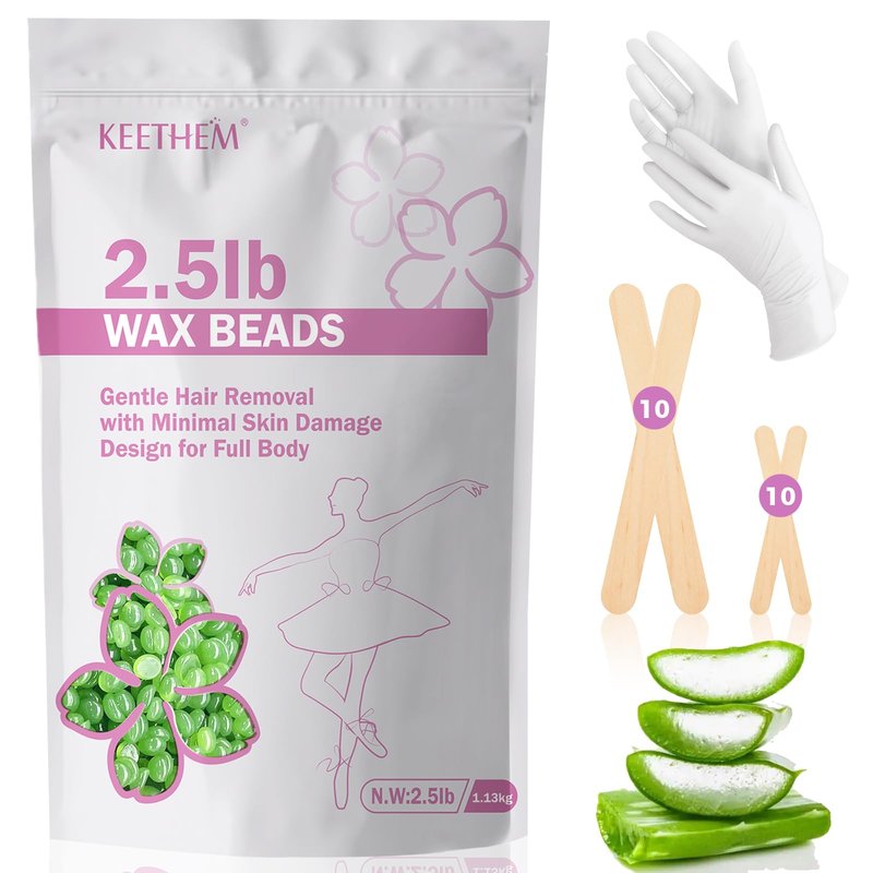 Wax Beads, Hard Wax Beads Hair Removal - 2.5 lbs Wax Beads for Sensitive Skin - Hard Wax Recommended for Full Body Bikini Brazilian Waxing (Chamomile)