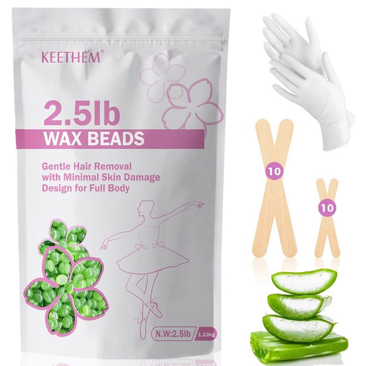 Wax Beads, Hard Wax Beads Hair Removal - 2.5 lbs Wax Beads for Sensitive Skin - Hard Wax Recommended for Full Body Bikini Brazilian Waxing (Chamomile)