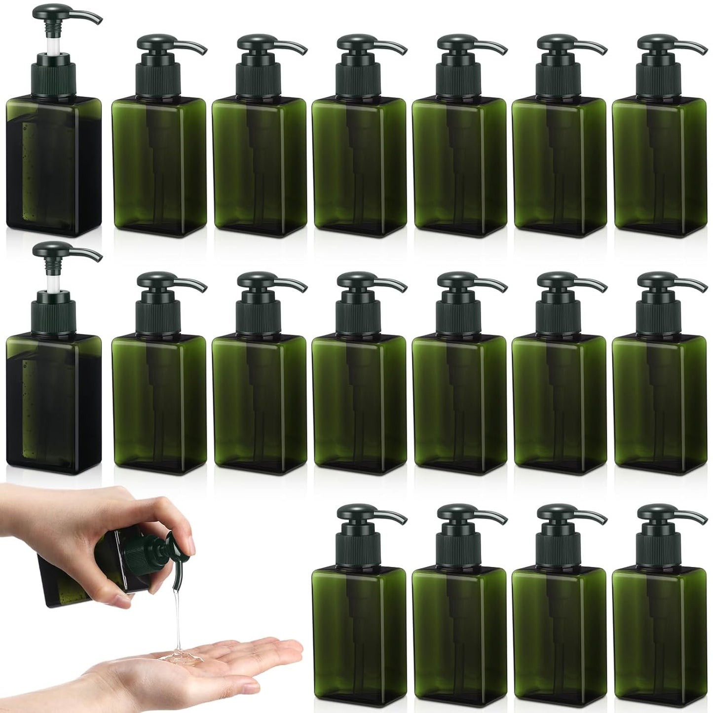 12 Pcs Mini Travel Pump Bottles - 100ml Plastic Dispenser Containers | Green & Brown