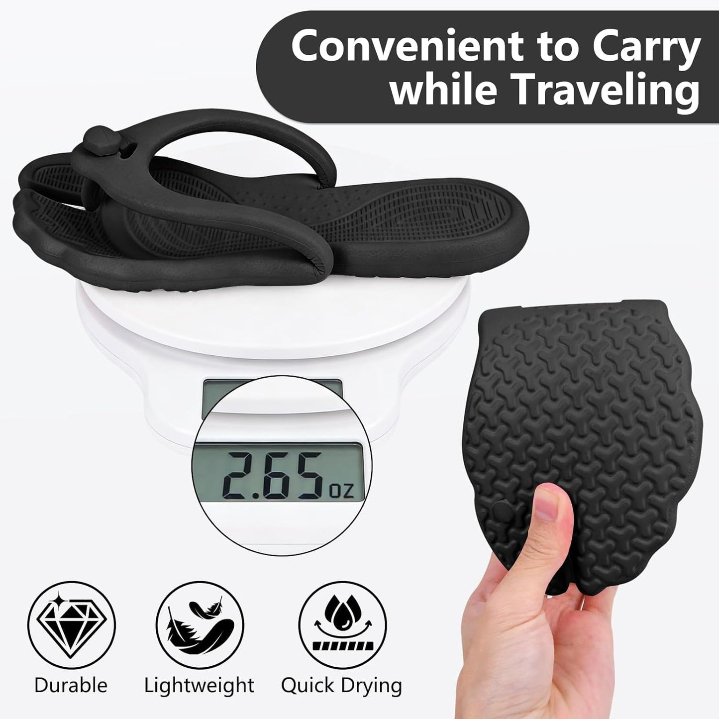 Flip Flops for Women & Men - Lightweight Non-Slip Travel Slippers | Quick Dry Shower & Beach Sandals