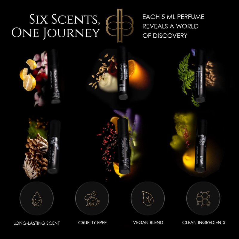 Buchart Colbert Expressions Gift Set Eau de Parfum – Niche Fragrance Set with 6 x 5ml Perfumes – Unisex Sampler with Citrus, Floral, Spicy, Woody & Amber Scents