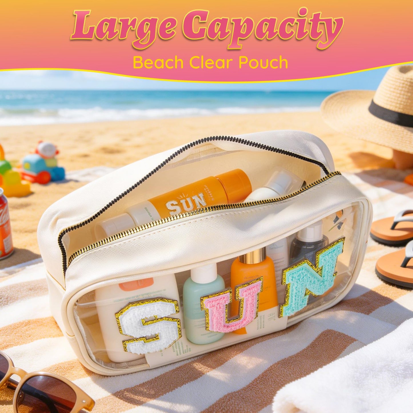 Kcjdd Clear Cute Waterproof Sunscreen Sun Bags Travel Toiletry Makeup Bag