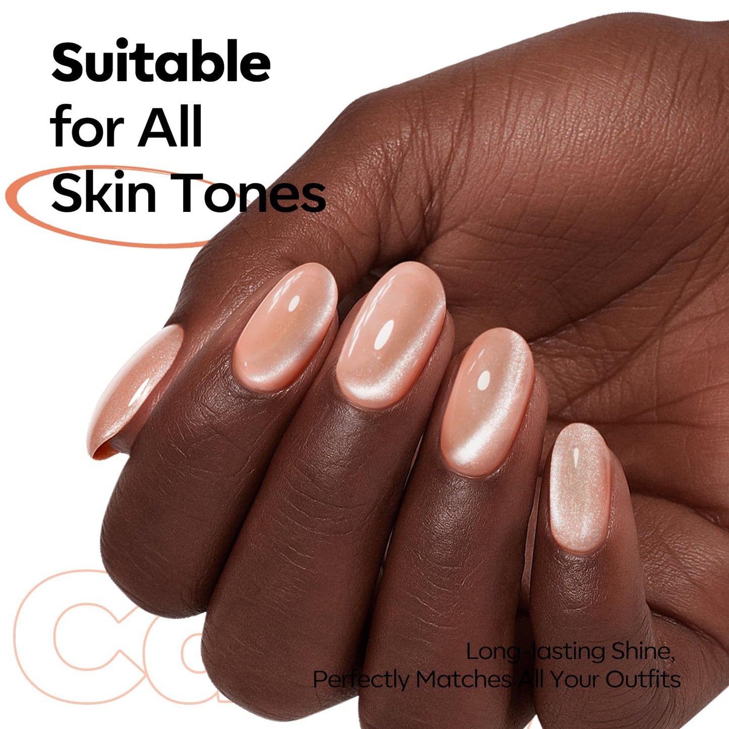 Nude Cat Eye Gel Nail Polish - Holographic Glitter & Shimmer | 15 ML Translucent Color
