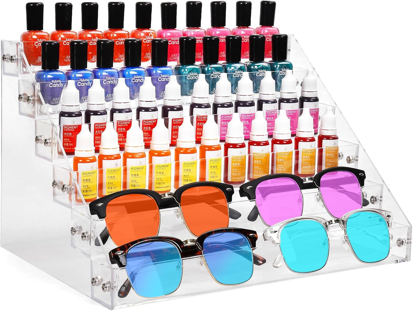 Acrylic Nail Polish Organizer Rack - 6-Tier Display Stand for 72 Bottles | Perfect for Salon or Home Decor