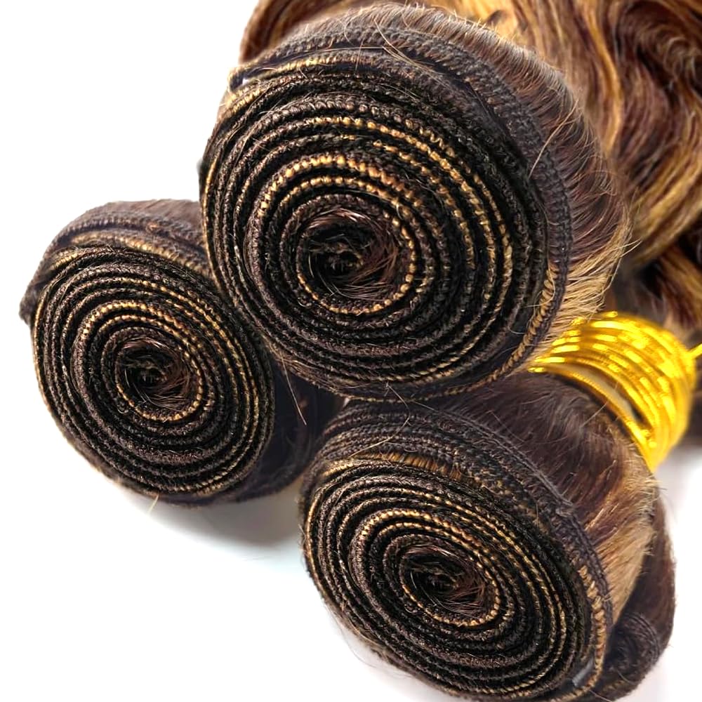 Highlight Bundles P427 Human Hair Bundles Dark Brown Bundle 30 32 34 inch Ombre Brown Body Wave Bundle 150g