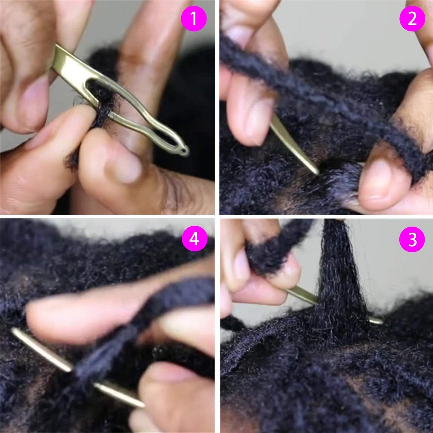 WILLBOND 5 Pcs Dreadlock Interlocking Tool for Locs with Metal Box Retighten Tool for Dreadlocks Interlocks Crochet Braiding Hair Tightening Maintaining Extensions Accessory(Silver)