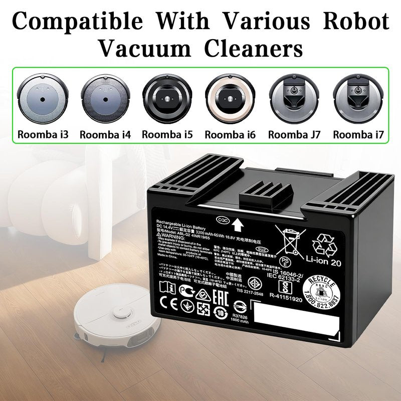 Lcenerga 46.08Wh ABL-D2 Battery for iRobot Roomba j7 i7 i8 i6 i5 i4 i3 e5 e6 Series j7+ j7550 i8+ i8550 i3+ i4 i4+ i4150, for Roomba j5 i5 j7+ Series ABL-D2A ABL-D1 ABL-F 14.4V