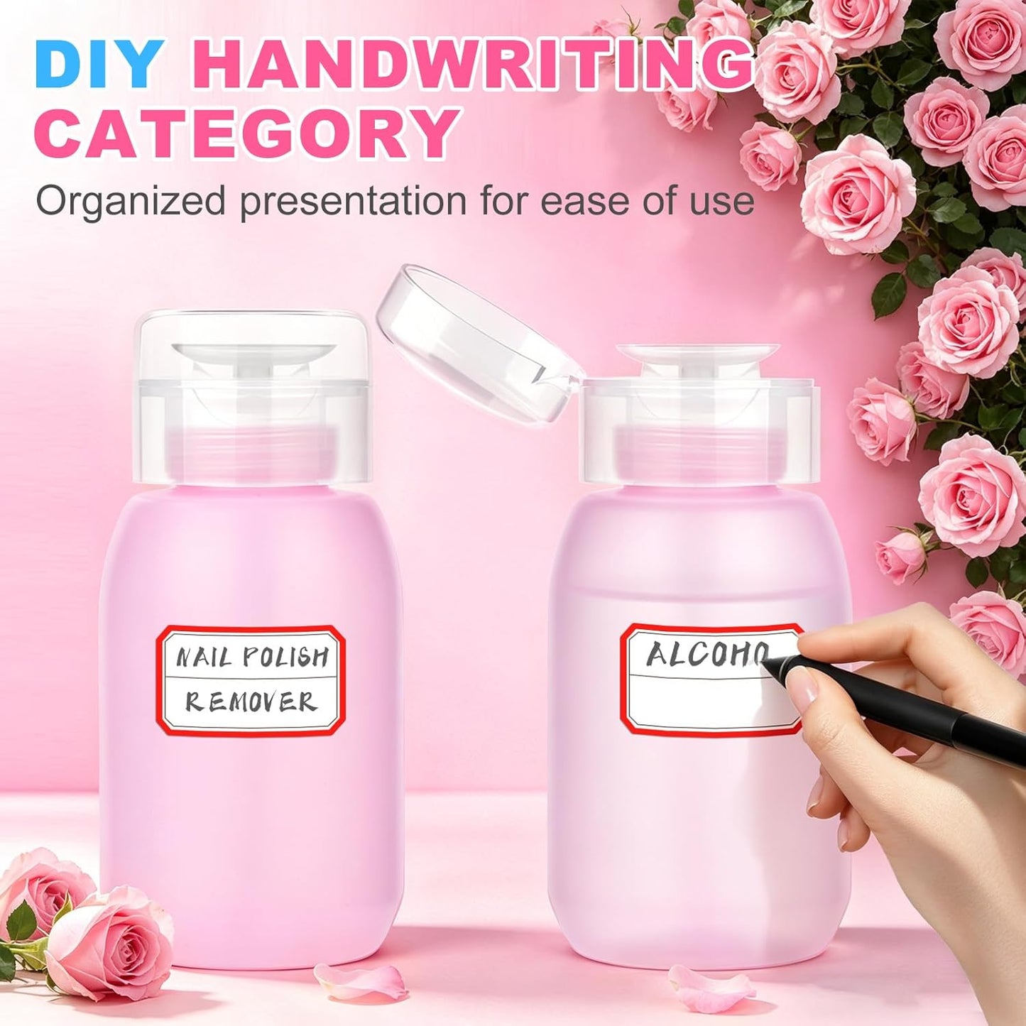 Acetone Pump Dispenser - One-Touch Nail Polish Remover & Makeup Pump Bottle | 200ML (6.8oz) - 2 Pack