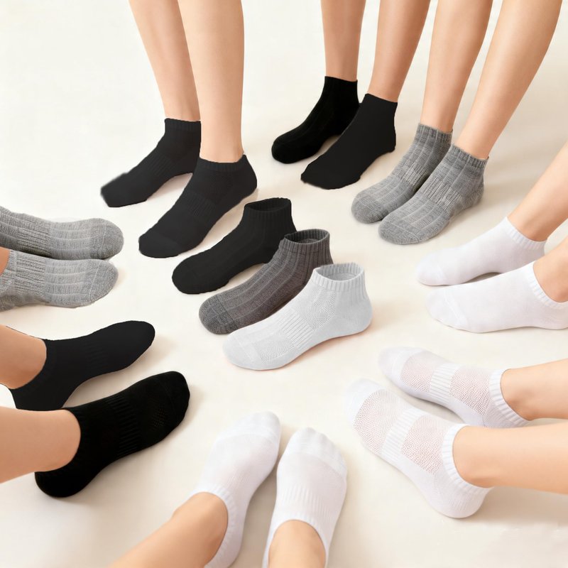 6 Pairs Low Cut Ankle Socks for Women Men, Silicone Anti-Slip No Show Socks with Soft Breathable Cotton Cushioned Heel, Fit US Size 6-10.5/6-9.5, Black White Grey