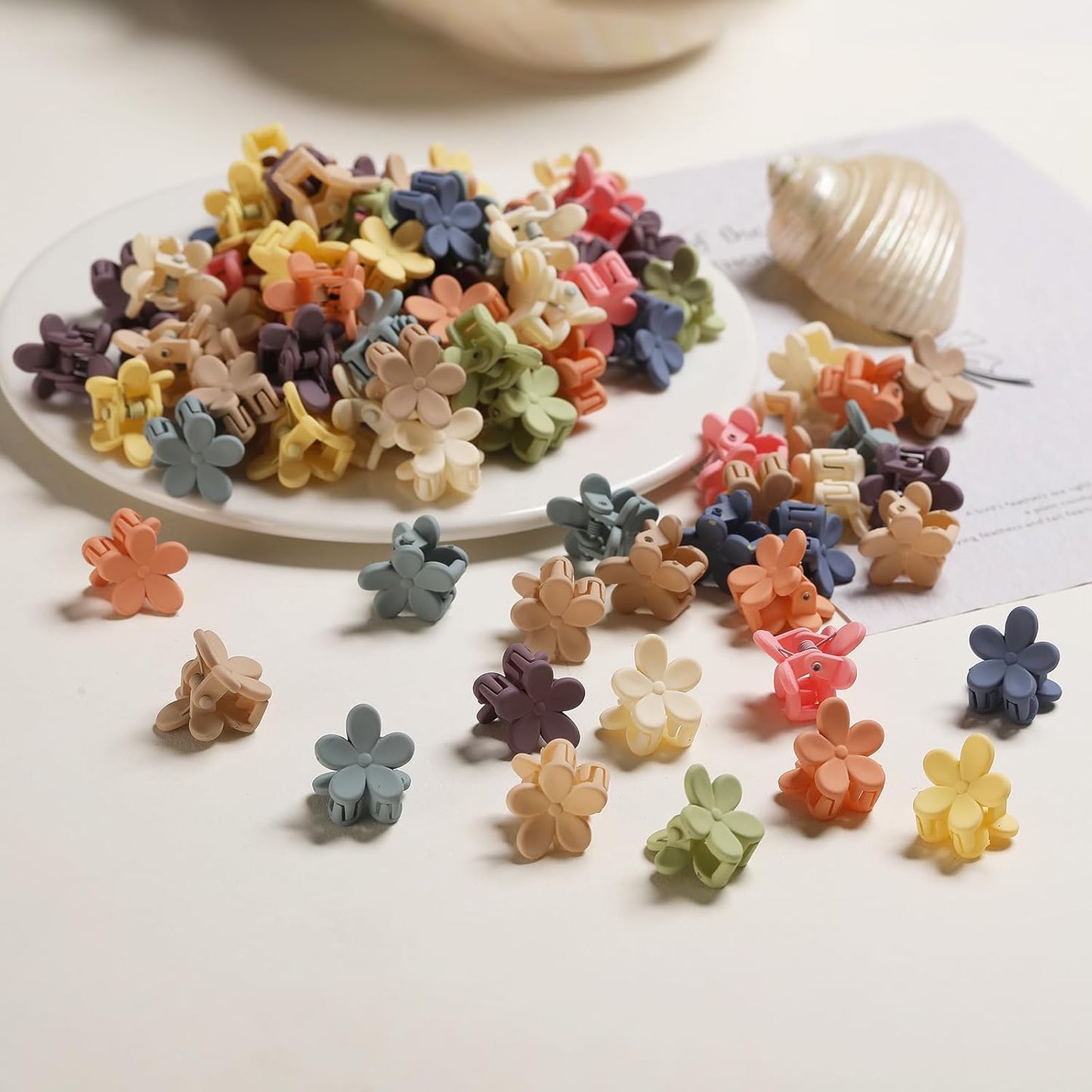 Mini Flower Hair Clips - 100 Pcs Colorful Tiny Claw Clips for Girls & Women | Cute Matte Hair Accessories