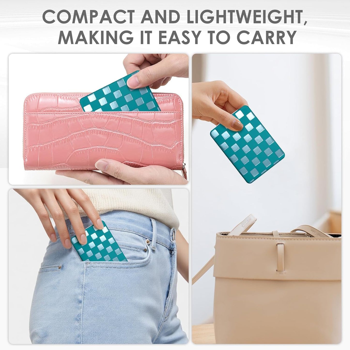 Travel Compact Mirror - Unique Neon Checkered Design | Pocket Size for Women