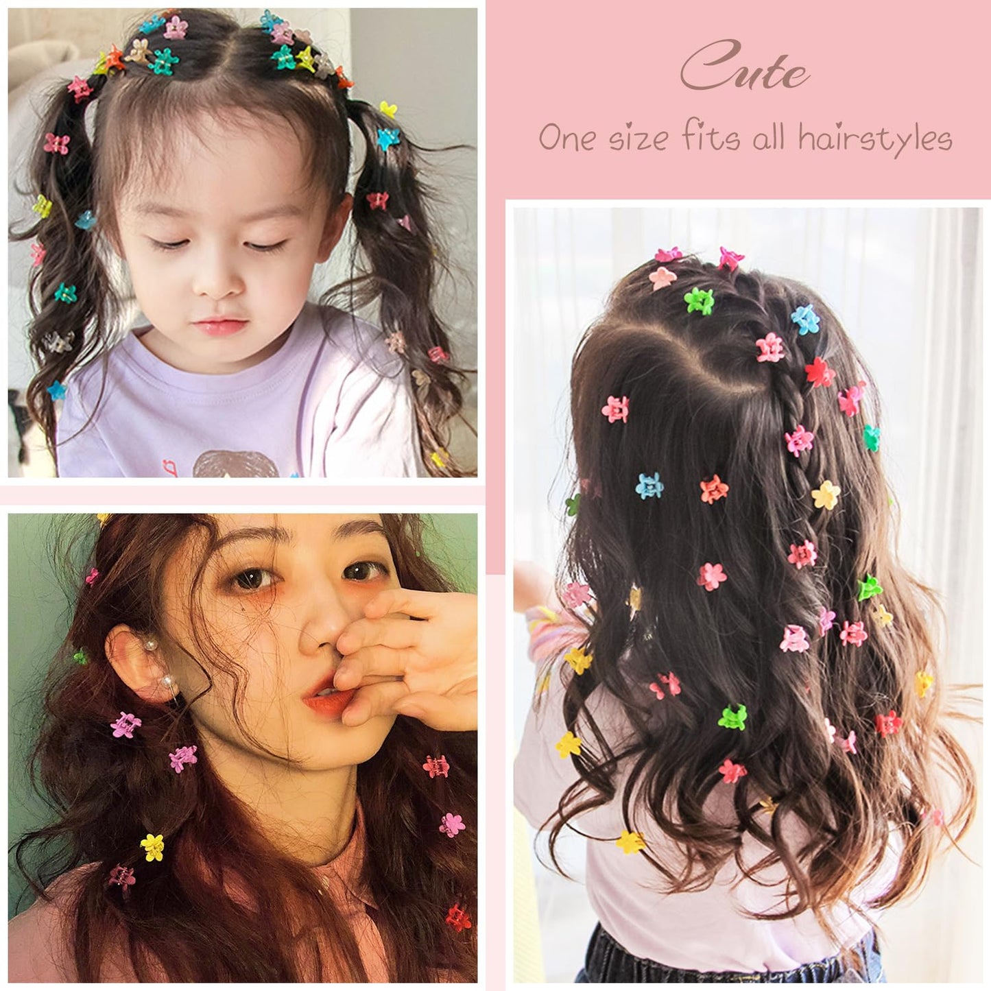 Mini Flower Hair Clips - Cute Mini Claw Clips for Toddlers & Kids | 100 Pcs Hair Accessories
