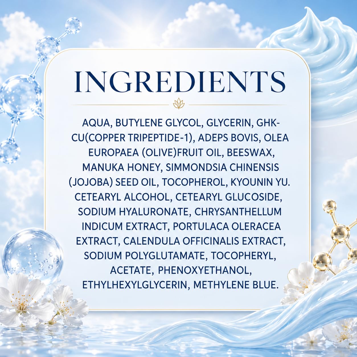 GHK-Cu Copper Peptide Balm - Grass Fed Beef Tallow & Manuka Honey Moisturizer for Mature Dry Skin | 2 Oz