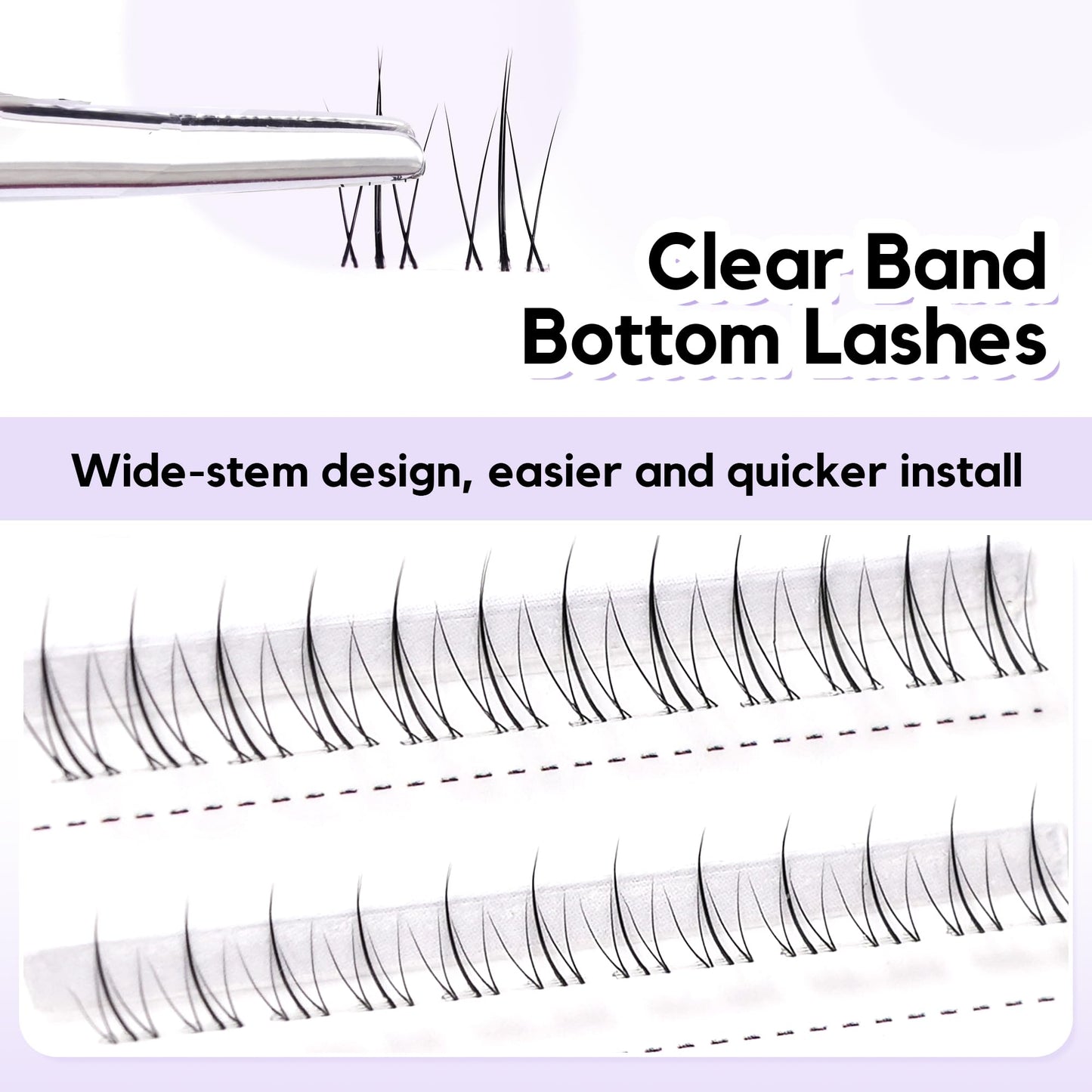 GAQQI Bottom Lash Clusters Natural Bottom Lashes Clear Band, DIY Lash Extensions Lower Lashes, Soft & Comfortable Thin Band Bottom Eyelashes Wispy Daily Style 5mm+6mm 48pcs(B10)