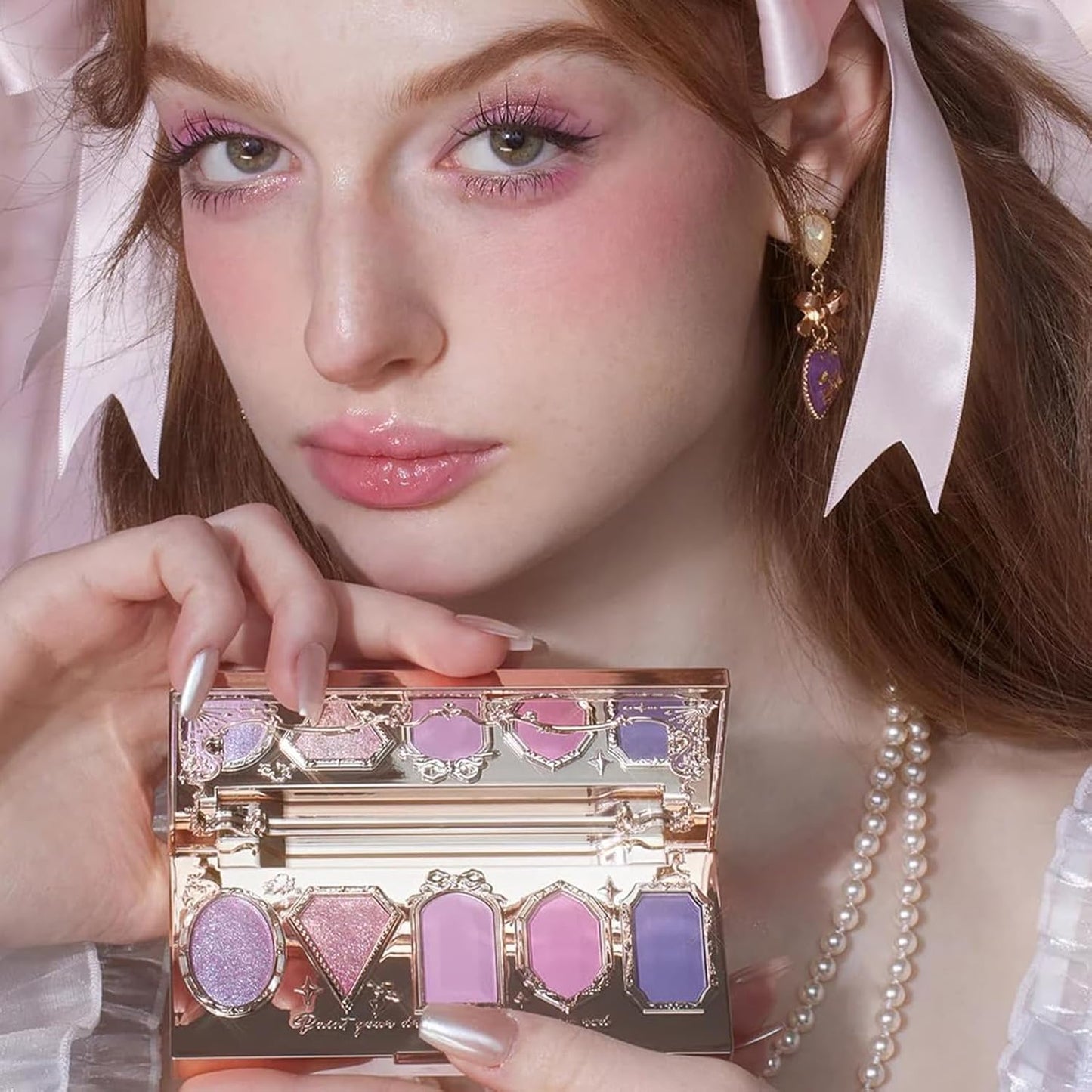 Violet Strawberry Rococo Eyeshadow Palette - Purple Pink Makeup with 3 Matte & 2 Shimmer Shades | 0.21 Oz