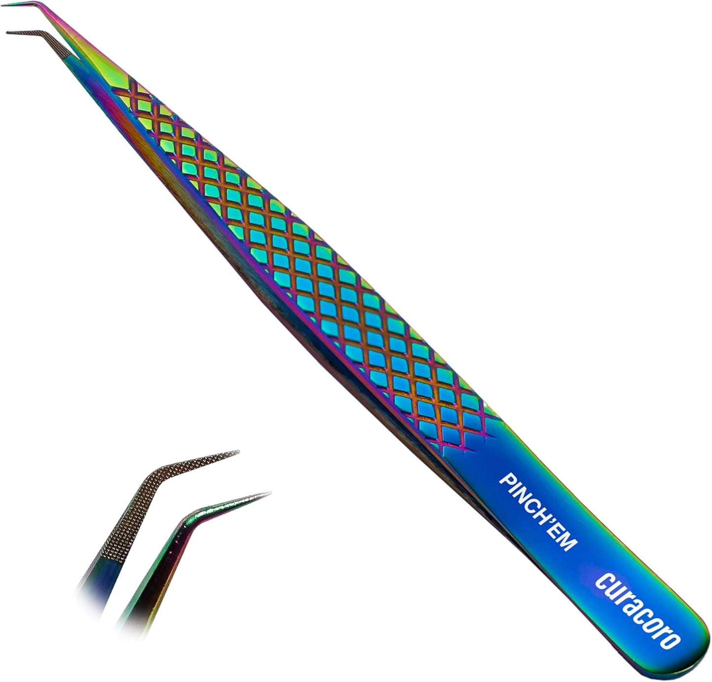 Curacoro Lash Tweezer - Precision Fiber Tip Grip for Eyelash Extensions | Multi-Shape Silver Tweezers for Volume & Isolation