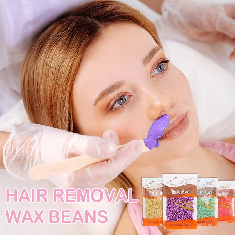 4 Packs Hard Wax Beads for Hair Removal,Gentle Waxing Beads for Full Body,Face,Underarm,Bikini and Legs,Long Lasting Hair Removal Waxing Kit with 10 Wax Scraper Sticks
