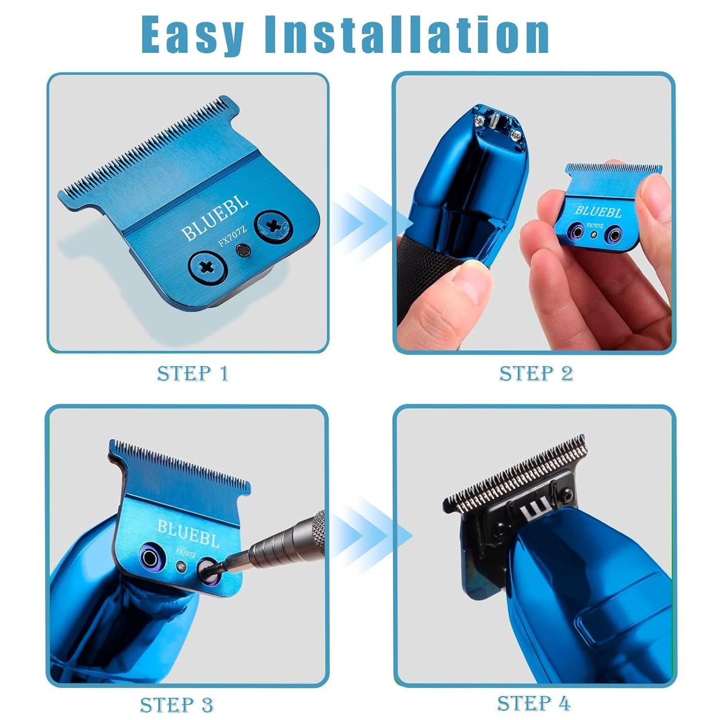 FX707Z Replacement Blades for BaBylissPRO FX787 & FX726 Trimmers - Precision Hair Outlining Blades | Blue