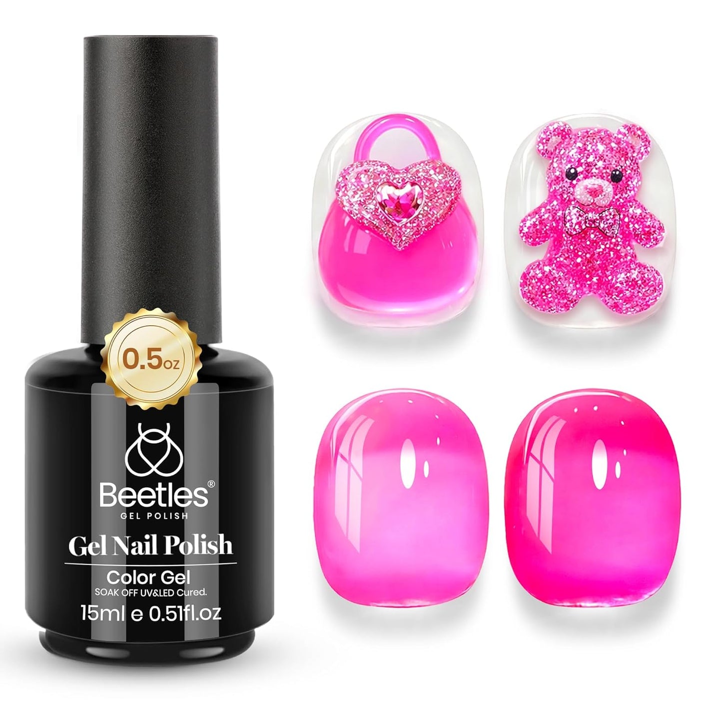 Beetles Mauve Gel Nail Polish - Dusty Rose Pink Purple UV Soak Off | 15ml Long Lasting Glossy Finish for Salon & Home