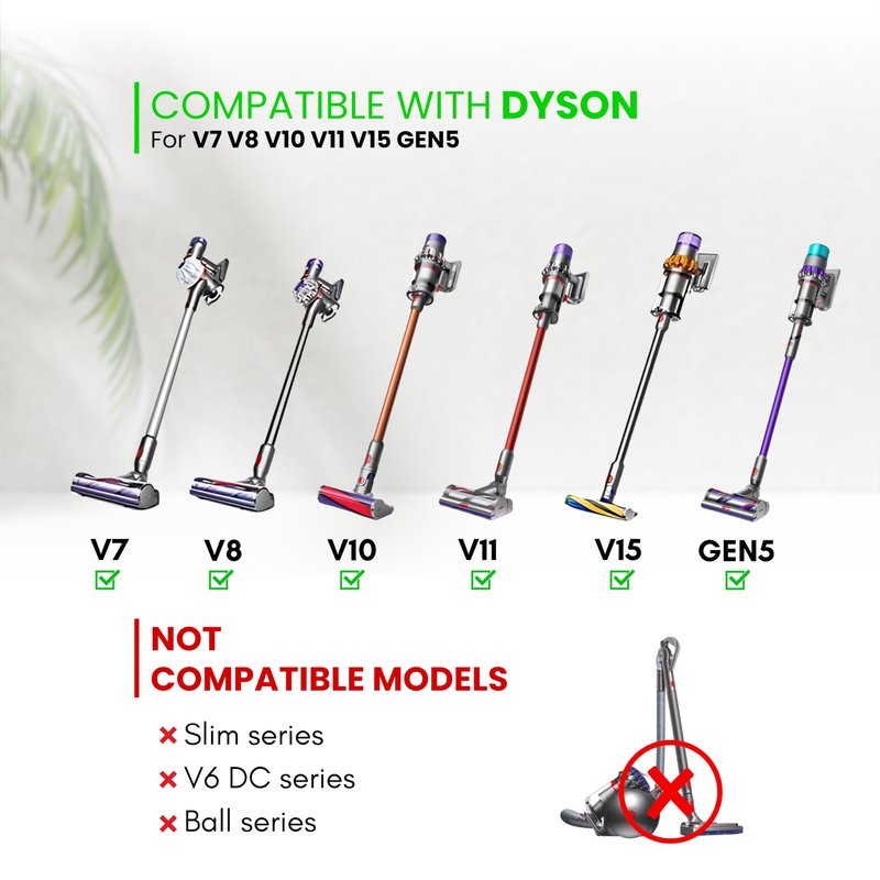 For Dyson Horsehair Vacuum Brush & Extension Hose – Compatible with Dyson V7 V8 V10 V11 V15 Gen5 – Soft Bristle Dusting Brush for Blinds, Furniture, & Delicate Surfaces – Quick Release Attachment