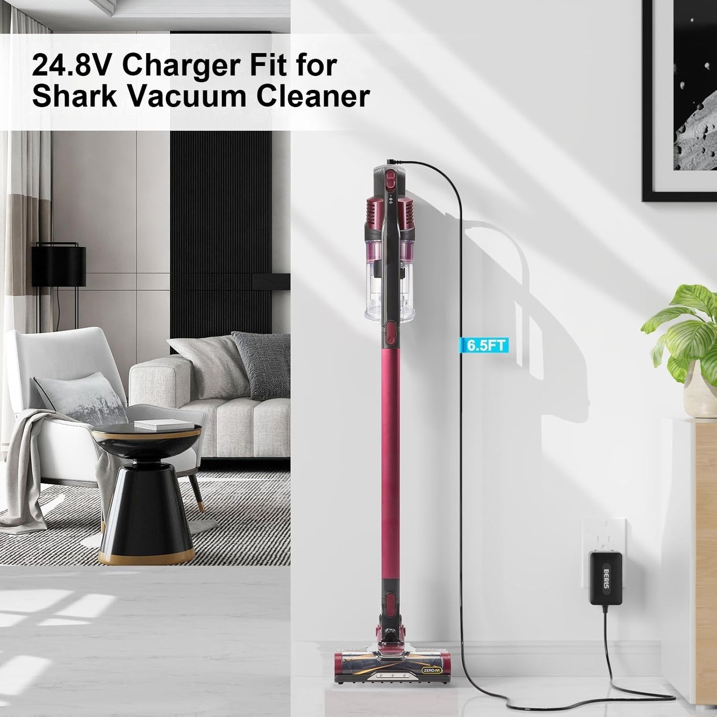 IBERLS 24.8V Charger Compatible with Shark Rocket Pro, IX141, IX140, IX140H, IZ362H, IZ363HT, IZ163H Cordless Vacuum, Replacement DK33-248080H-U Handheld Charging Cord Power Supply
